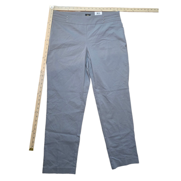 J.M. Collection Pull On Studded-Rivet Ankle Pants 14W Tummy Control Slacks Gray - Picture 4 of 7